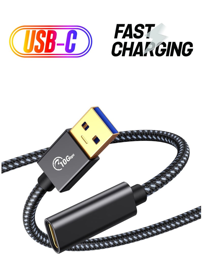 SYOSI USB A to C Adapter, Type-C 3.1 Gen 2 10Gbps USB C Female to USB Male USB C Data Cable Adapter for USB3.2 Gen 1/USB3.1 Gen2/10Gbps PC, Laptop, iPad, Cell Phone 1M - Image 1