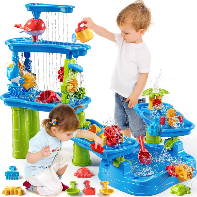 JUKUDAHU Water Table for Kids 3 4 5 6 7 Years Old Water Playset for Toddlers 35 Water and Sand Play Backyard Water Table Summer Outdoor Beach Toys Sensory Activity Gifts for Boys Girls - Image 2