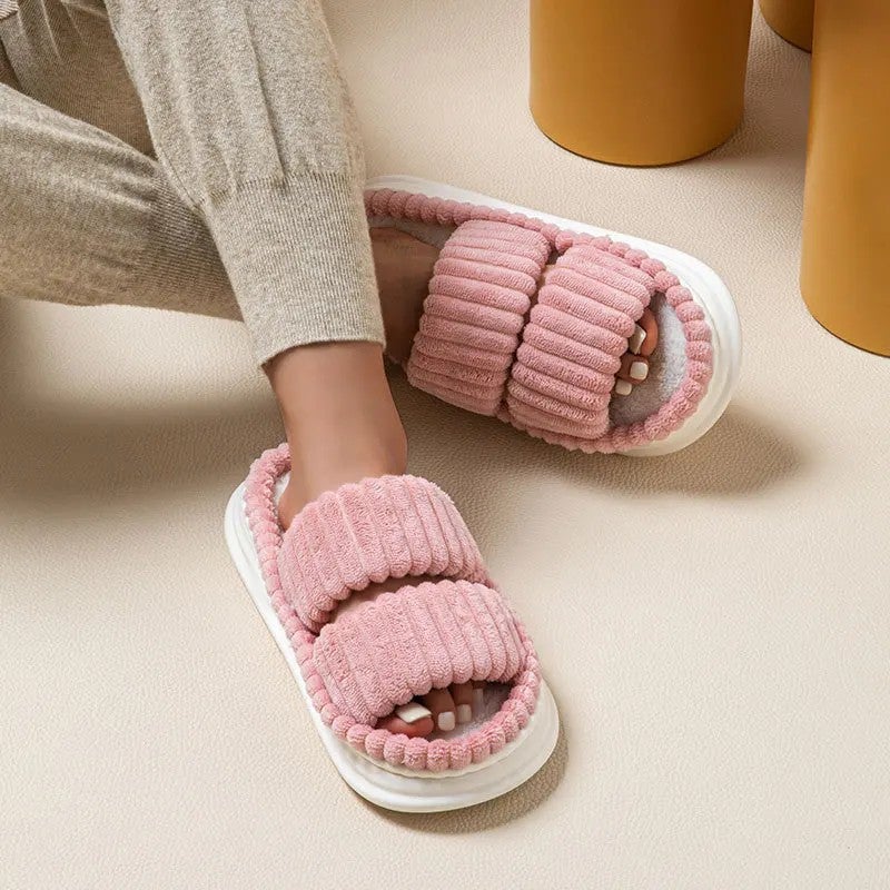 Y&D Household Wool slippers Wear Thick-soled Cotton slippers Outside Indoor Warm Opening Sandals for Women and Girls - Image 5