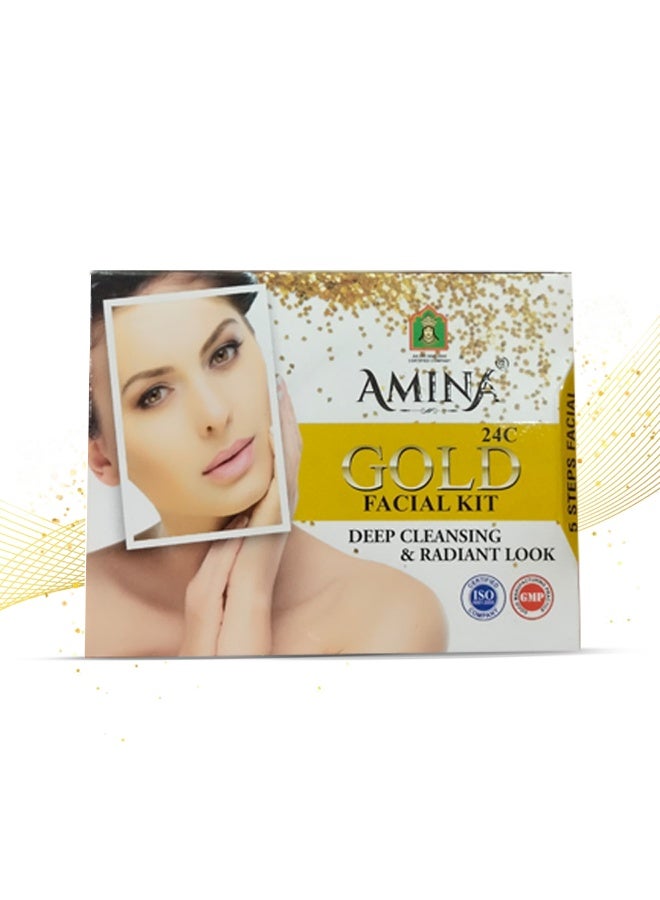 Amina Mixed Fruit, 24k Gold, Diamond Facial Kit for Glowing Skin, 5 Steps - Image 2