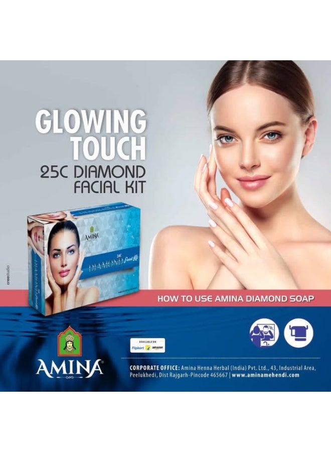 Amina Mixed Fruit, 24k Gold, Diamond Facial Kit for Glowing Skin, 5 Steps - Image 3