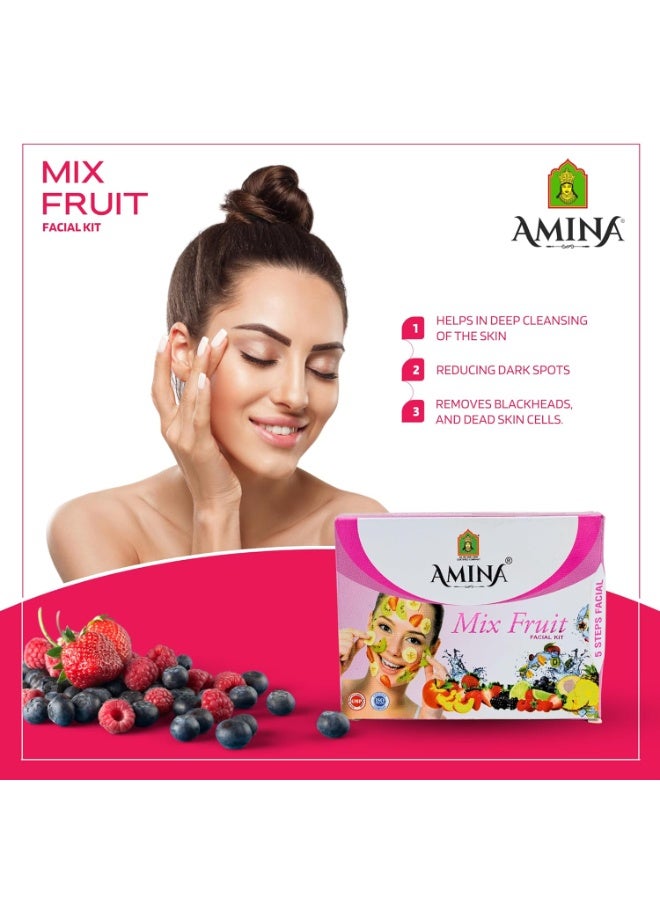 Amina Mixed Fruit, 24k Gold, Diamond Facial Kit for Glowing Skin, 5 Steps - Image 4