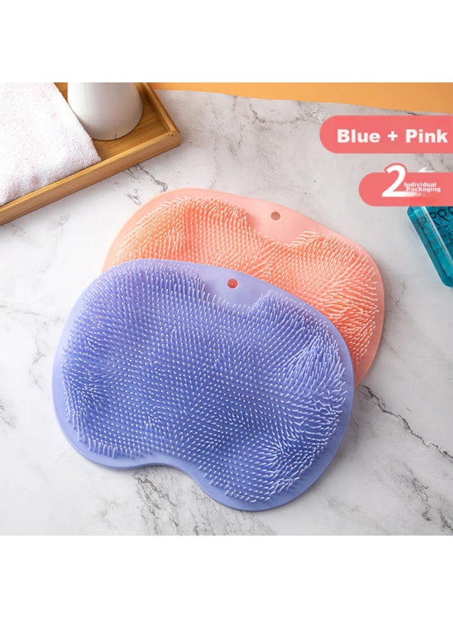 Bao Shi Baoshi Lazy Back Scrubber, Foot Scrubber Pad, Wall Scrubber, Bath Towel, Foot Washing Pad, Suction Cup, Back Massage, Silicone, Non-slip, 2-pack - Image 1