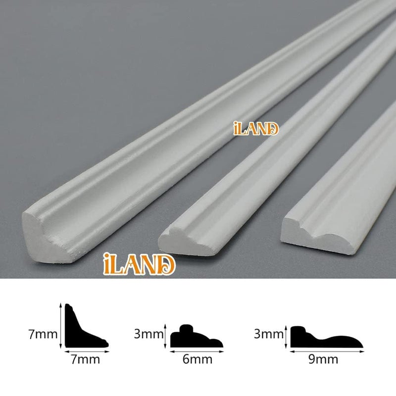 iLAND Miniature Dollhouse Accessories on 112 Scale 18pcs Wooden Dollhouse Trims  Skirting Board  Moulding Cornice 17 Long Classic White - Image 3