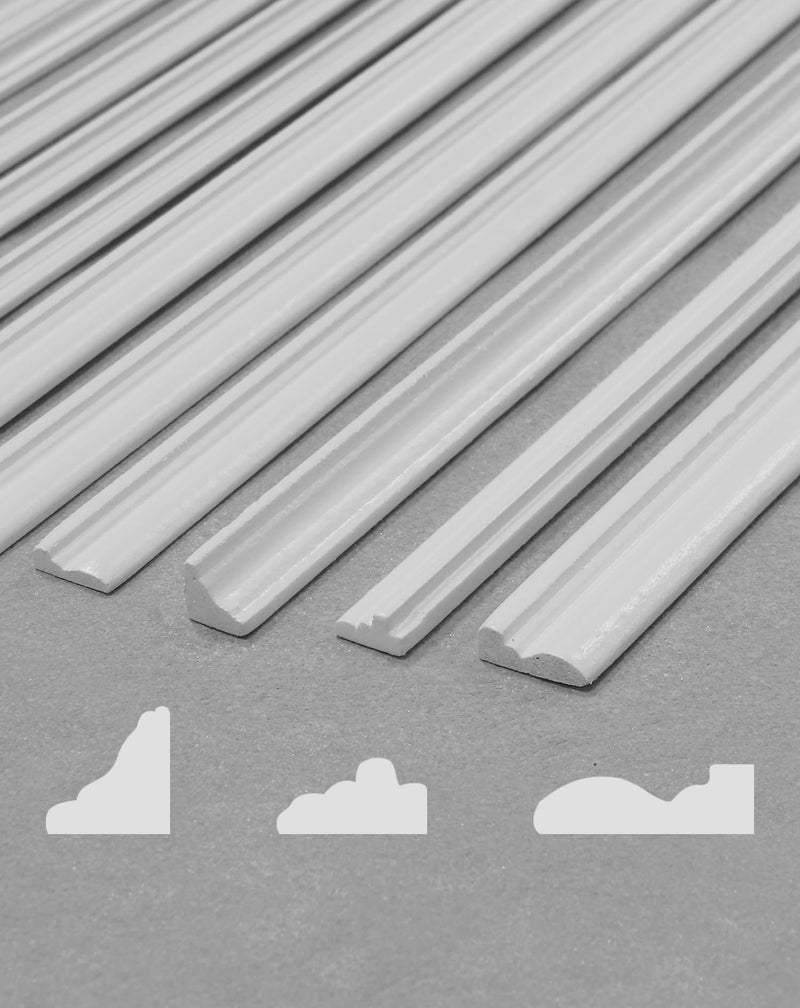 iLAND Miniature Dollhouse Accessories on 112 Scale 18pcs Wooden Dollhouse Trims  Skirting Board  Moulding Cornice 17 Long Classic White - Image 2