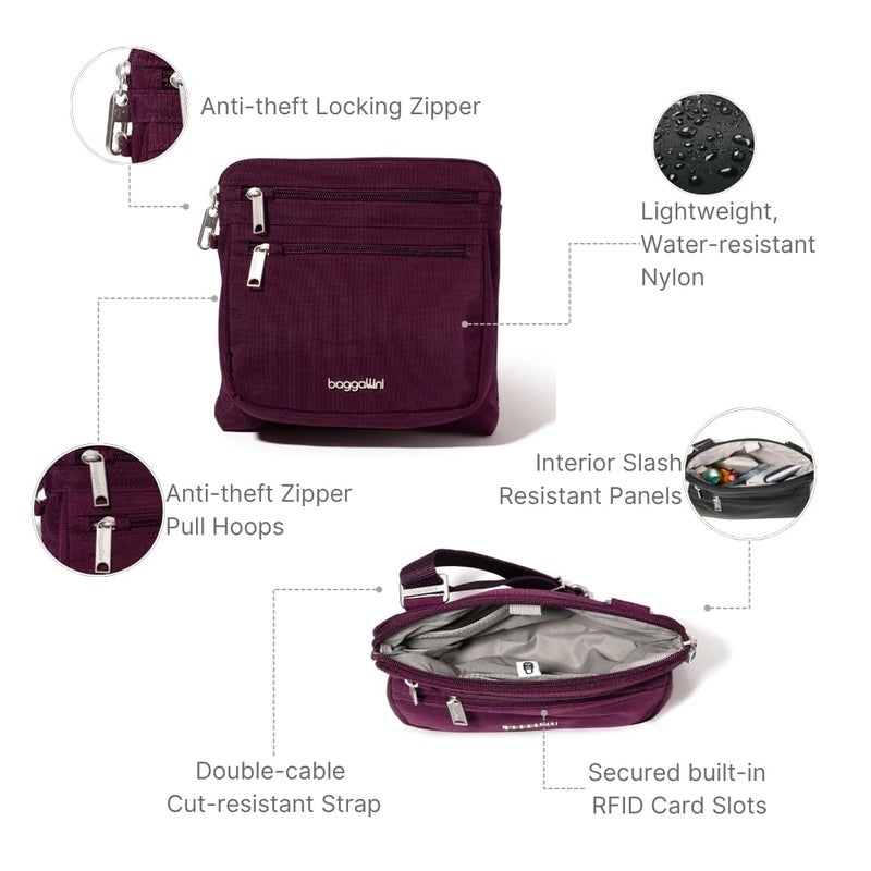 Baggallini Securtex Anti-Theft Crossbody 8.25" Small / 10" Large Travel Purse with RFID Card Slots & Cut-Resistant Strap - Image 3