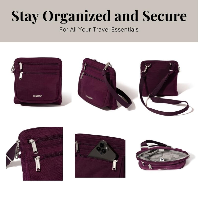 Baggallini Securtex Anti-Theft Crossbody 8.25" Small / 10" Large Travel Purse with RFID Card Slots & Cut-Resistant Strap - Image 5