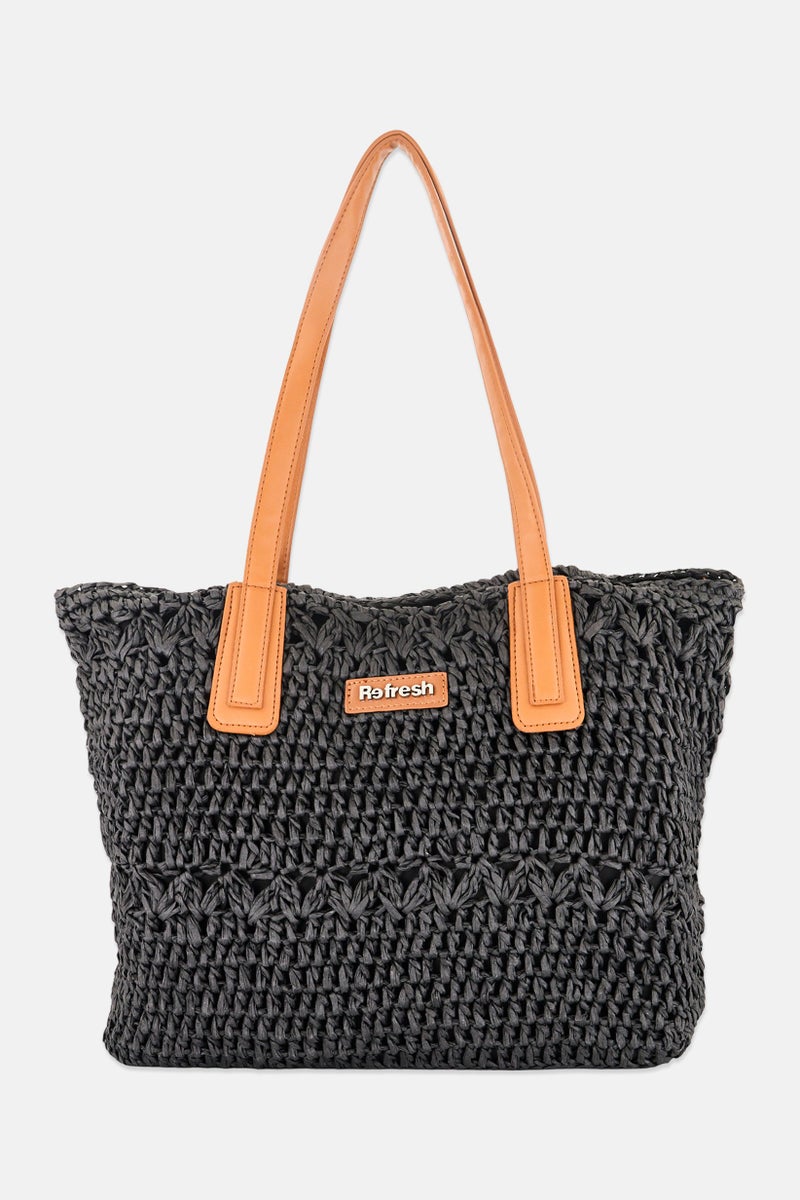 REFRESH Women Brand Logo Handbag, Black - Image 1