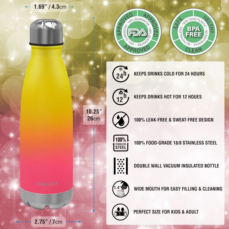 CHILLOUT LIFE زجاجة ماء من الفولاذ المقاوم للصدأ للأطفال من تشيل آوت لايف: 12 أونصة شكل زجاجة كولا مزدوجة الجدار معزولة للمشروبات الباردة والدافئة خالية من BPA زجاجة رياضية معدنية للأولاد والبنات والنساء - Image 3
