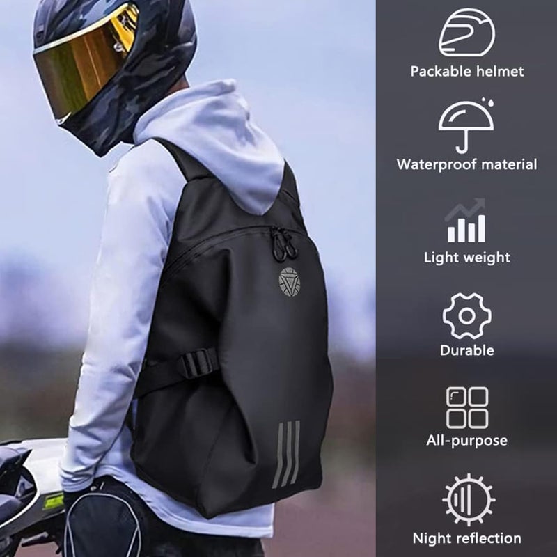Generic EHERDM Large Capacity Motorbike Helmet Backpack with Multiple Compartments Waterproof Riding Helmet Storage Backpack Durable Motorcycle Helmet Carrying Bag for Men Women, Black  - Image 2