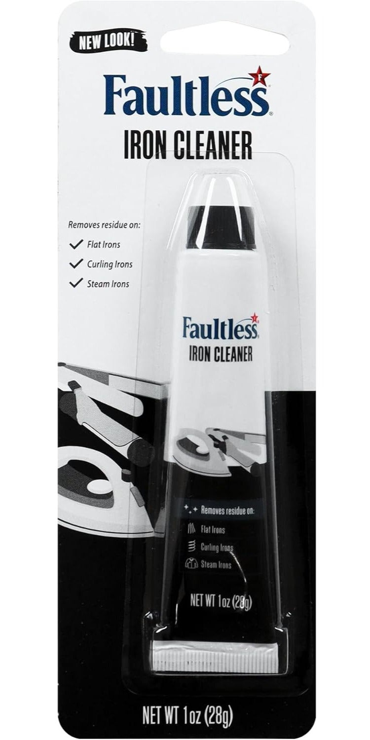Faultless Hot Iron Cleaner, Non-Toxic Steam Iron Cleaner, Removes Melted Fabrics, Glue, Hard Water, Lime Deposits & Starch 28g - Image 1