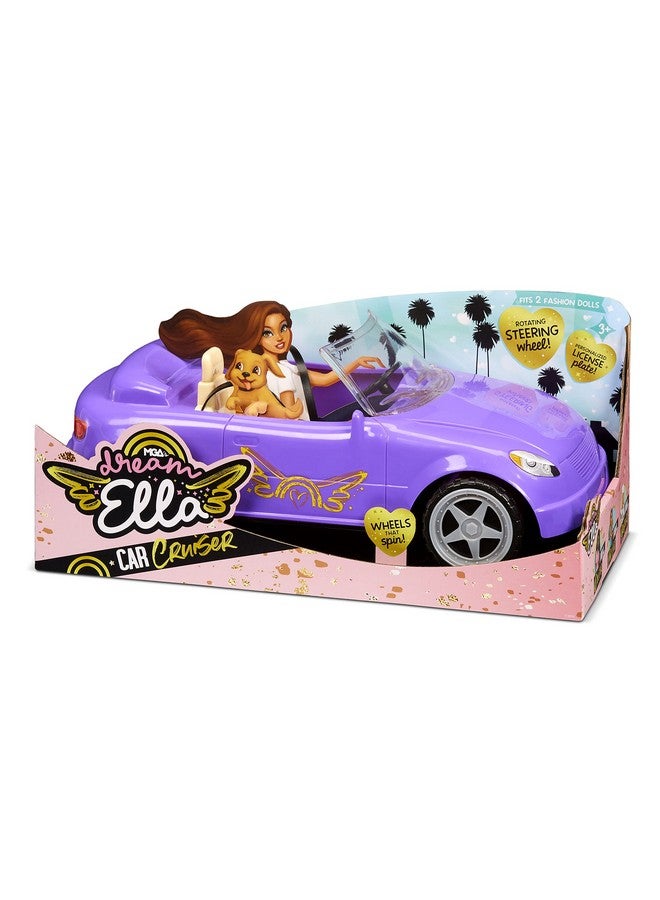 ام جي اي سيارة إنترتينمنت دريم إيلا كار كروزر الأرجوانية القابلة للتحويل تناسب دميتين مقاس 11.5 بوصة، متعددة الألوان - Image 1