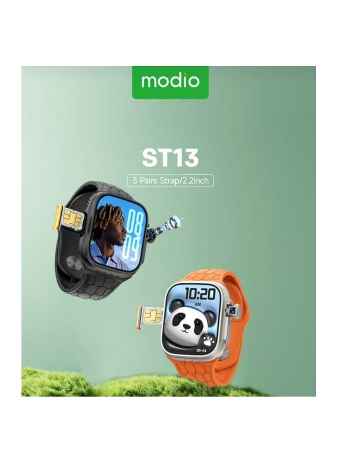 modio - Modio ST13 3 Pairs Strap 2.2inch LED Display 4G Sim Support With Camera - Image 1