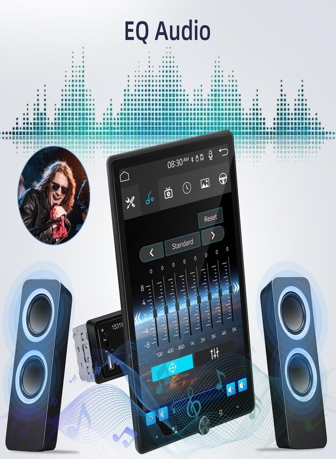 EKAT راديو سيارة EKAT أحادي DIN عمودي بشاشة لمس قابلة للدوران مقاس 10.4 بوصة مع نظام CarPlay اللاسلكي/Android Auto/معادل صوت/بلوتوث/عجلة قيادة/نظام ملاحة GPS/راديو FM + كاميرا خلفية - Image 3