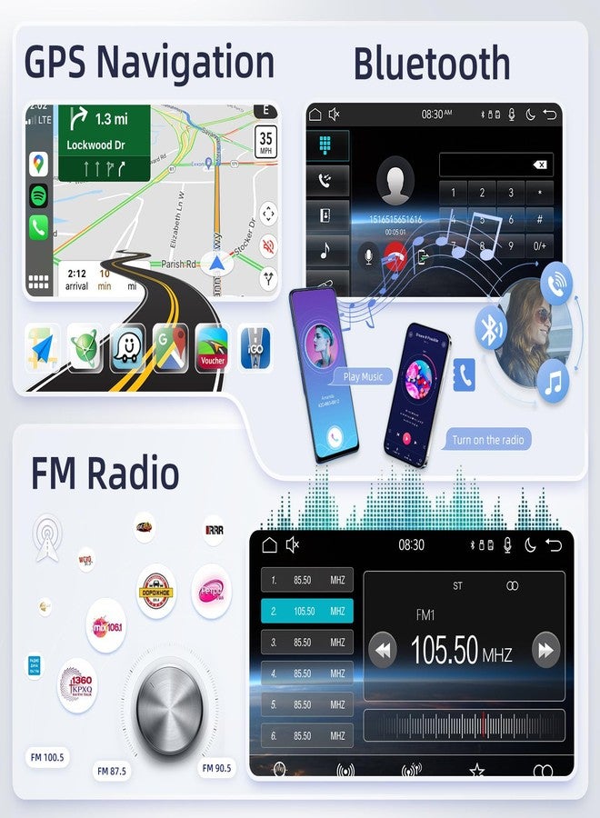 EKAT راديو سيارة EKAT أحادي DIN عمودي بشاشة لمس قابلة للدوران مقاس 10.4 بوصة مع نظام CarPlay اللاسلكي/Android Auto/معادل صوت/بلوتوث/عجلة قيادة/نظام ملاحة GPS/راديو FM + كاميرا خلفية - Image 4