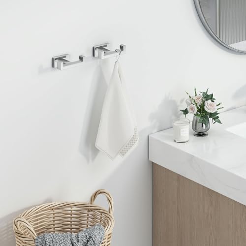 Angle Simple Double Towel Hooks SUS 304 Stainless Steel Robe Coat Wall Hooks for Bathroom Polished Chrome 2 Pack - Image 3