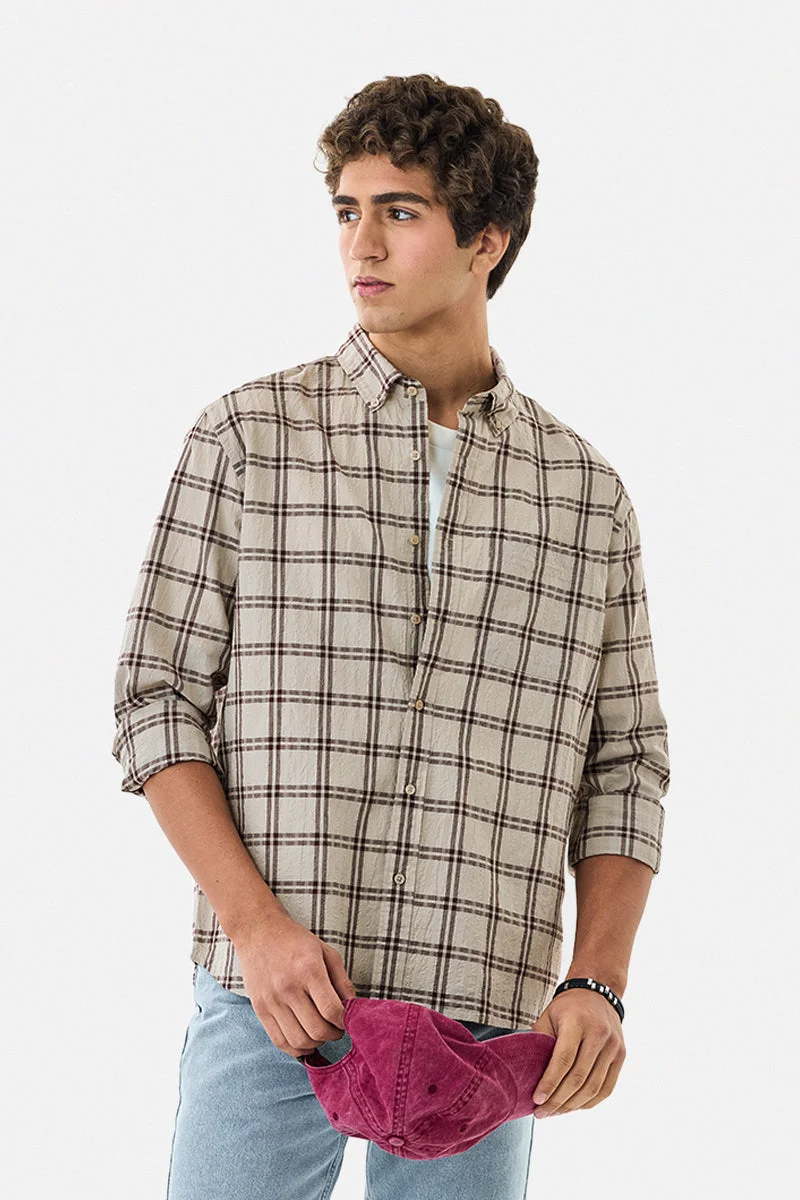 SNITCH Regular Fit Crushed Checks Shirt