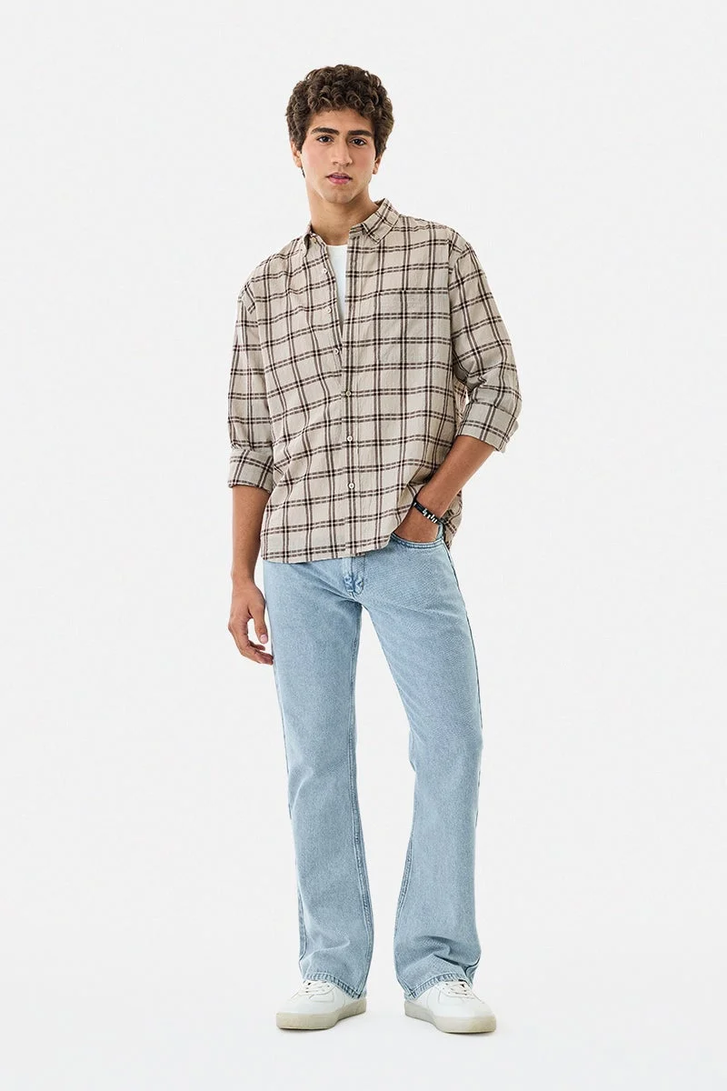 SNITCH Regular Fit Crushed Checks Shirt