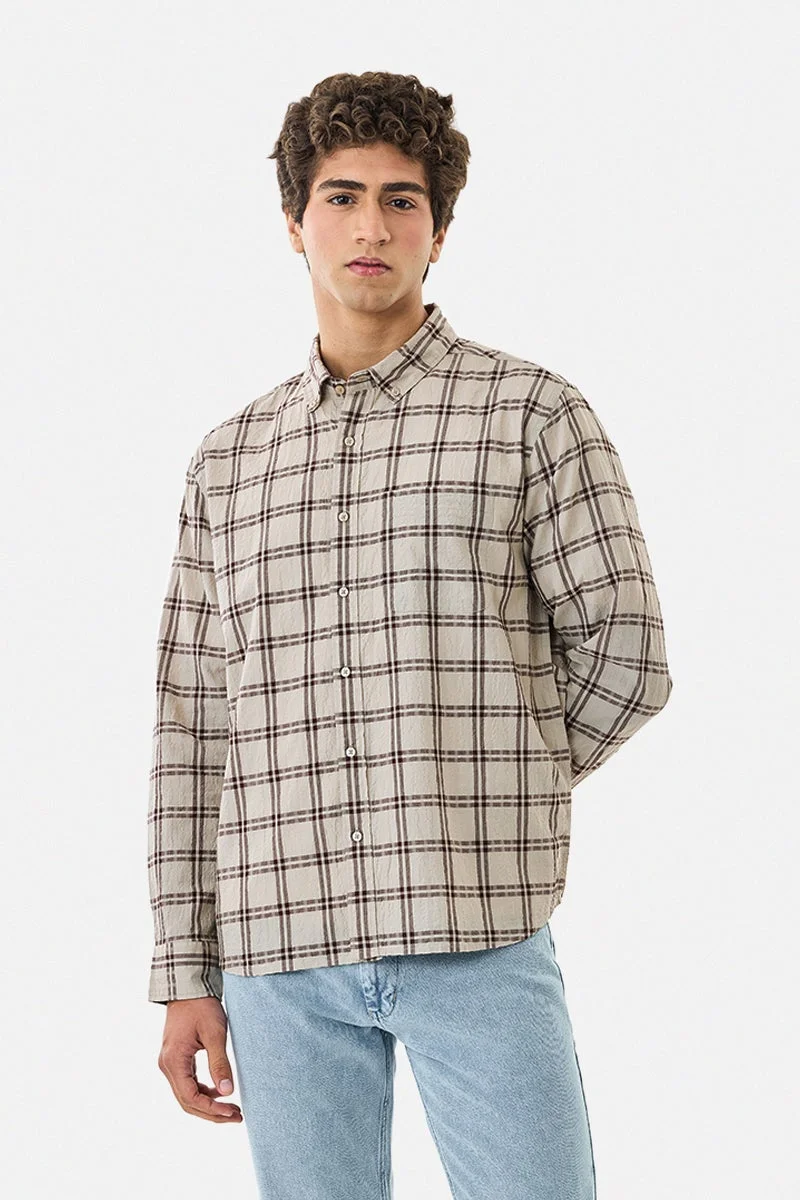 SNITCH Regular Fit Crushed Checks Shirt
