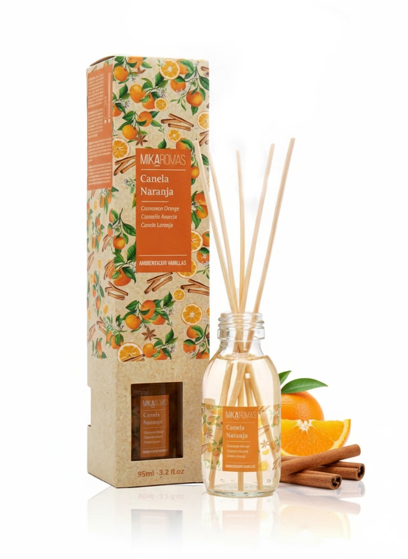 Mikaromas Reed Diffuser - Cinnamon & Orange Fragrance, 95ml | Long-Lasting Aromatic Reed Diffuser Set for Home, Office & Spa - Image 1