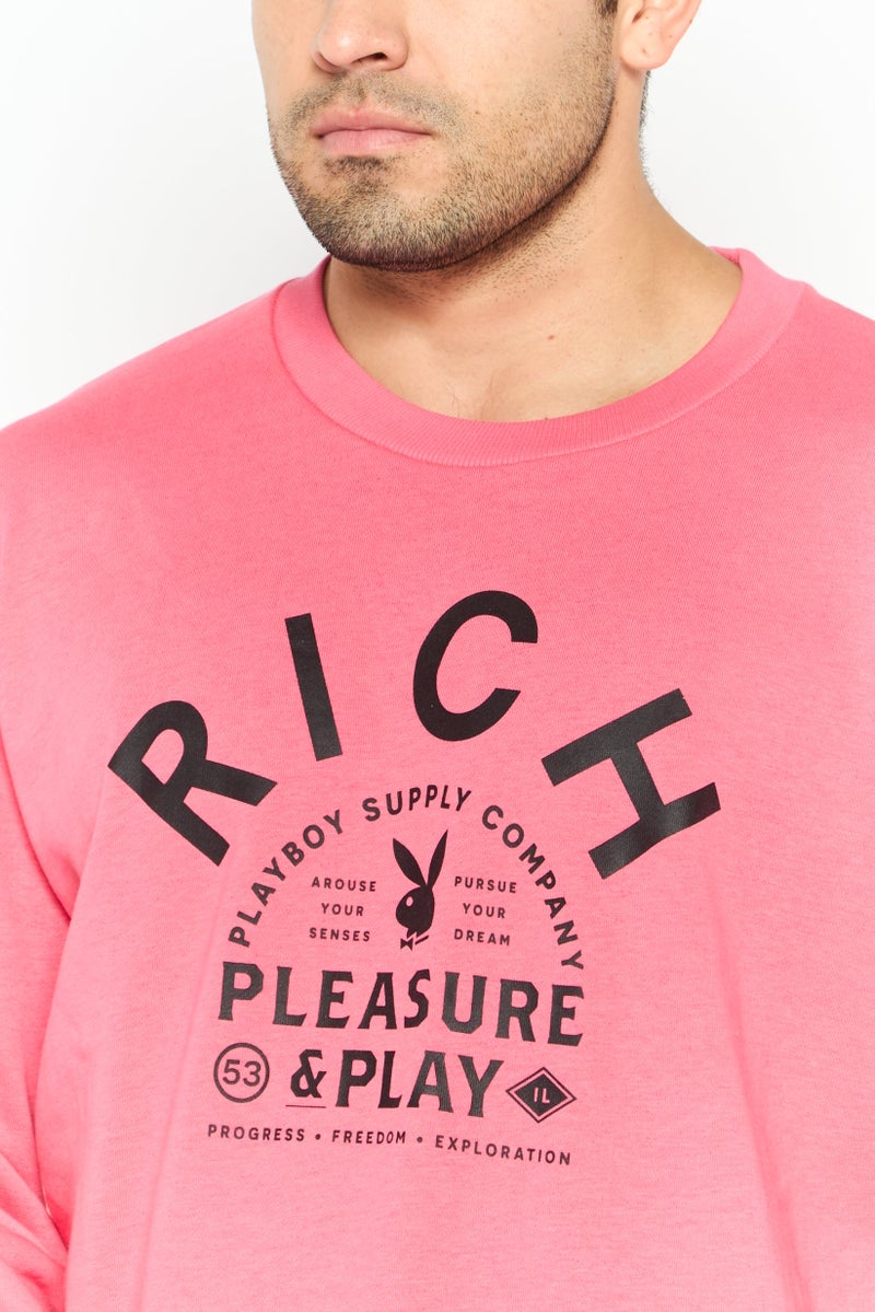 JOHN RICHMOND Men Crew Neck Graphic Print Long Sleeves Sweatshirt, Pink - Image 2