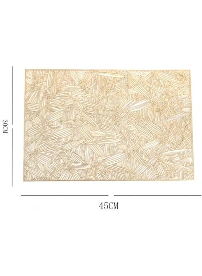 Rectangle Placemats Set of 6pcs, Leaf Place Mats for Dining Table Hollowed-Out Pressed Vinyl Table Mats for Holiday Party Wedding Accent Centerpiece Dinner Table Decoration - Image 3