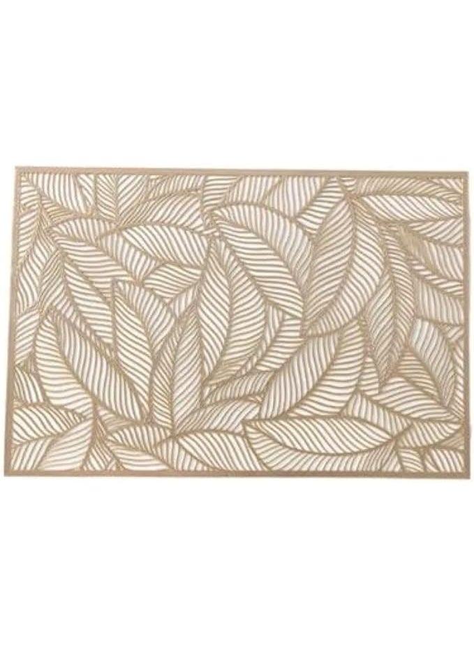 Rectangle Placemats Set of 6pcs, Leaf Place Mats for Dining Table Hollowed-Out Pressed Vinyl Table Mats for Holiday Party Wedding Accent Centerpiece Dinner Table Decoration - Image 2