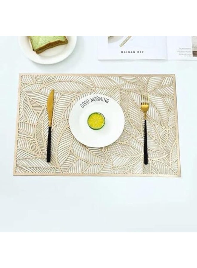 Rectangle Placemats Set of 6pcs, Leaf Place Mats for Dining Table Hollowed-Out Pressed Vinyl Table Mats for Holiday Party Wedding Accent Centerpiece Dinner Table Decoration - Image 4