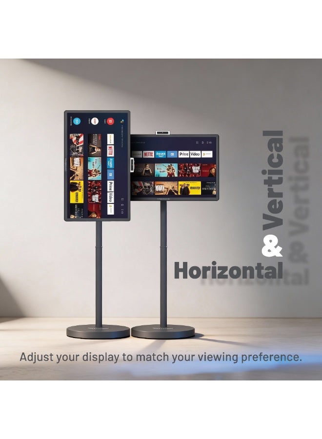 Powerology 32” Portable Smart Touch Screen Monitor 60Hz HD 1080p, Touch Control, HDMI & USB-C Horizontal & Vertical, Remote Control Included, Tilt Adjustment for Home Theater/Office/Outdoor, Arabic & Google Play - Image 3