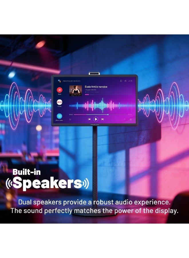 Powerology 32” Portable Smart Touch Screen Monitor 60Hz HD 1080p, Touch Control, HDMI & USB-C Horizontal & Vertical, Remote Control Included, Tilt Adjustment for Home Theater/Office/Outdoor, Arabic & Google Play - Image 4