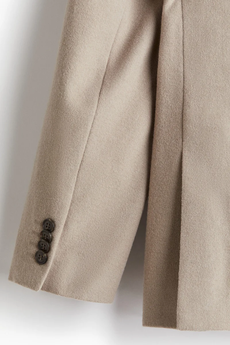 اتش اند ام جاكيت صوف بصف أزرار مزدوج وبقصّة عادية