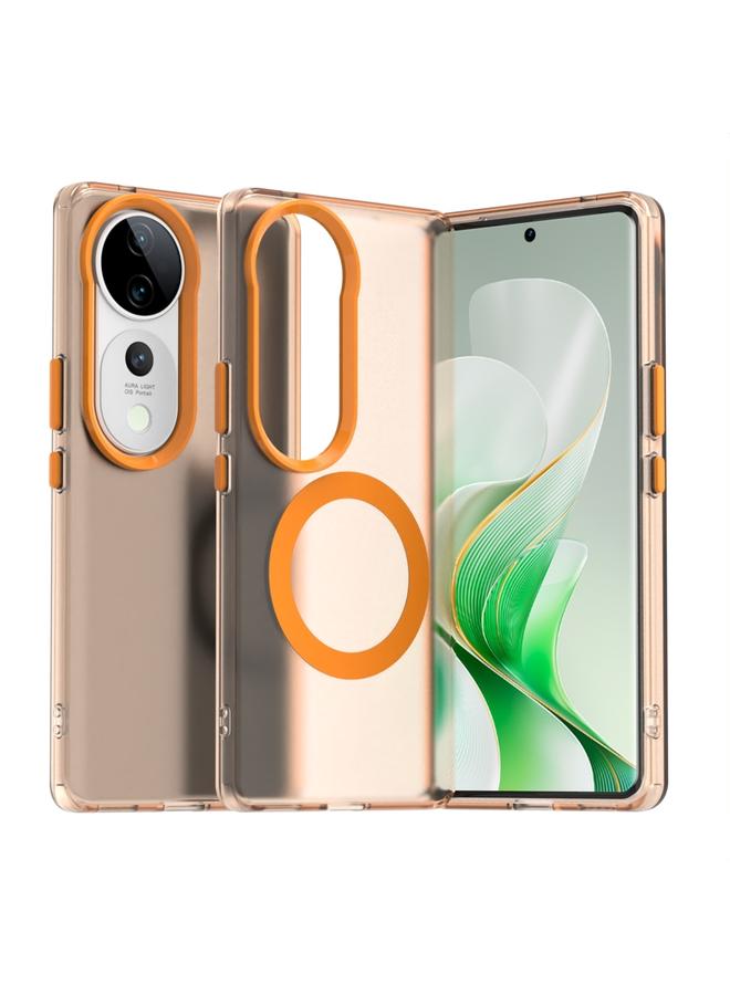 جراب هاتف Candy Magsafe PC Hybrid TPU لهاتف Vivo V40 Pro 5G (برتقالي)