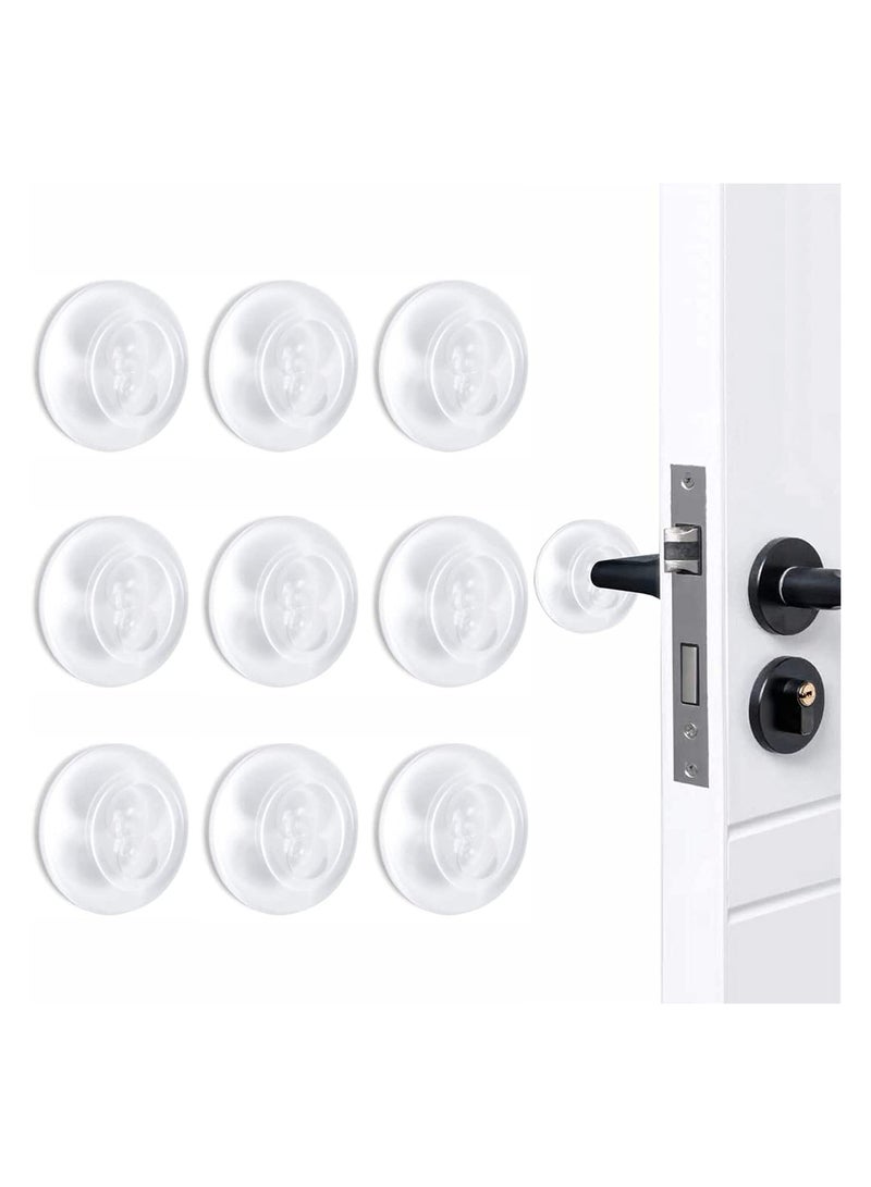 SYOSI Door Stopper Wall Protector 9 Pack Adhesive Bumper Protector Reusable Rubber Door Stops from Door Knobs Shock Absorbent Wall Shield for Home Office Door Handle, Transparent  - Image 1