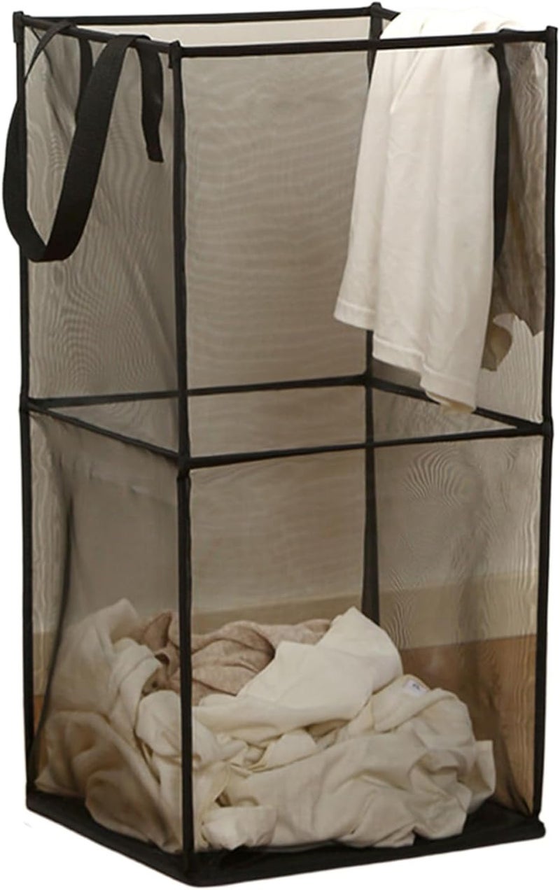 Sturdy Polyester Meshes Clothes Hamper Square Foldable Anti Tear Foldable Bin Laundry Hamper for Home Organization Large Capacity Basket - Image 3