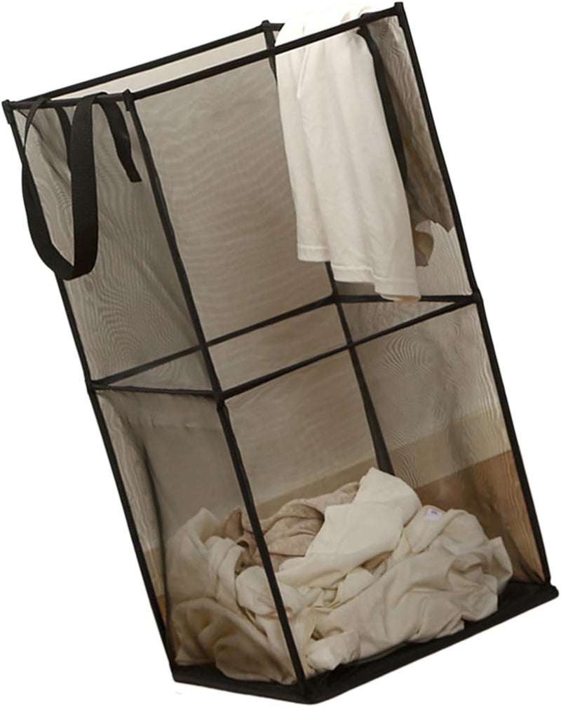 Sturdy Polyester Meshes Clothes Hamper Square Foldable Anti Tear Foldable Bin Laundry Hamper for Home Organization Large Capacity Basket - Image 1