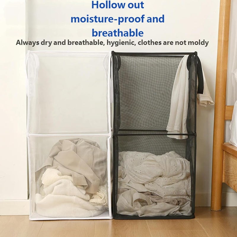 Sturdy Polyester Meshes Clothes Hamper Square Foldable Anti Tear Foldable Bin Laundry Hamper for Home Organization Large Capacity Basket - Image 5