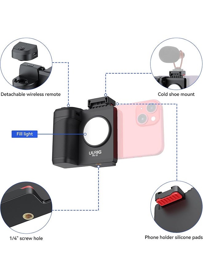 UURIG PH-14 Smartphone Camera Shutter Handle Grip w Detachable Wireless Bluetooth Remote Control,Three-Gear Adjustable Fill Light for iPhone Samsung Google OnePlus Phones Video/Photo Shooting - pzsku/Z5E35747A6E37BA9CA5A0Z/45/_/1739524375/bad09f6f-059e-45e4-81a2-f235a624c2b2