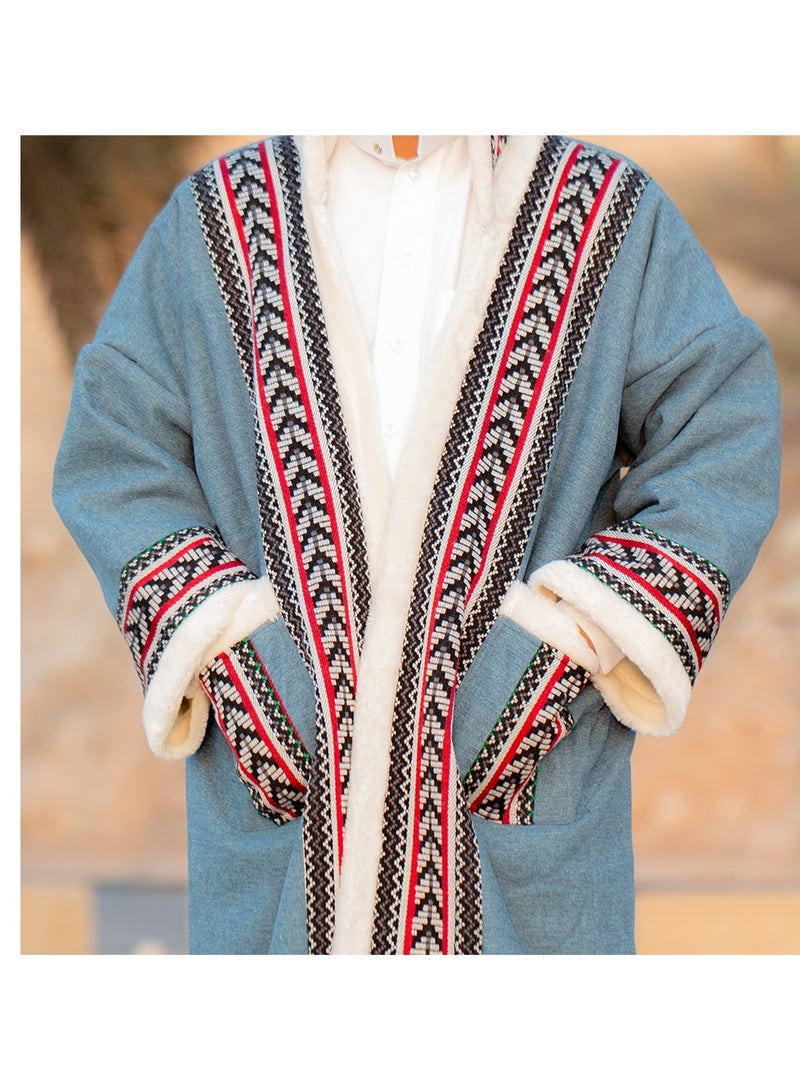 RS Natural farwa coat in plain blue color - Image 1