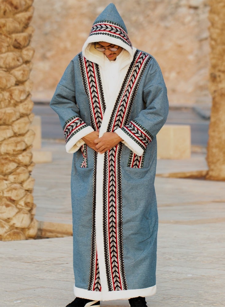 RS Natural farwa coat in plain blue color - Image 3