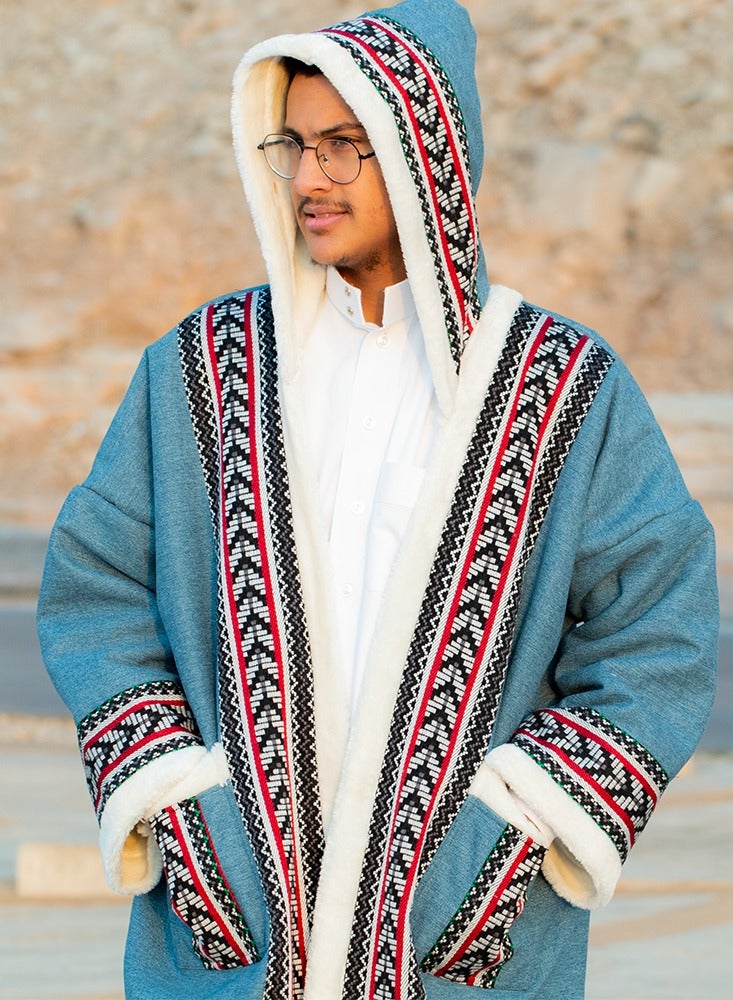 RS Natural farwa coat in plain blue color - Image 2