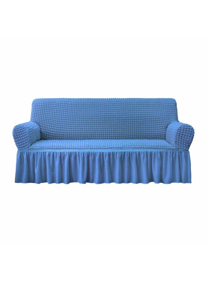 NICEEC Sofa Slipcover Blue Sofa Cover 1 Piece Easy Fitted Sofa Couch Covers Universal High Stretch Durable Furniture Protector with Skirt Country Style (3 Seater Classic Blue) - Image 1