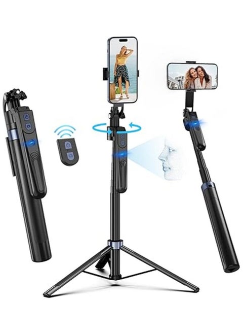 Auto Face Tracking Tripod 360 Rotation with Stand,Android and iPhone Tripod Holder with Remote and Gesture Control, No App,Built-in Tracking Camera Selfie Stick Tripod for Vlog Video Recording Tiktok