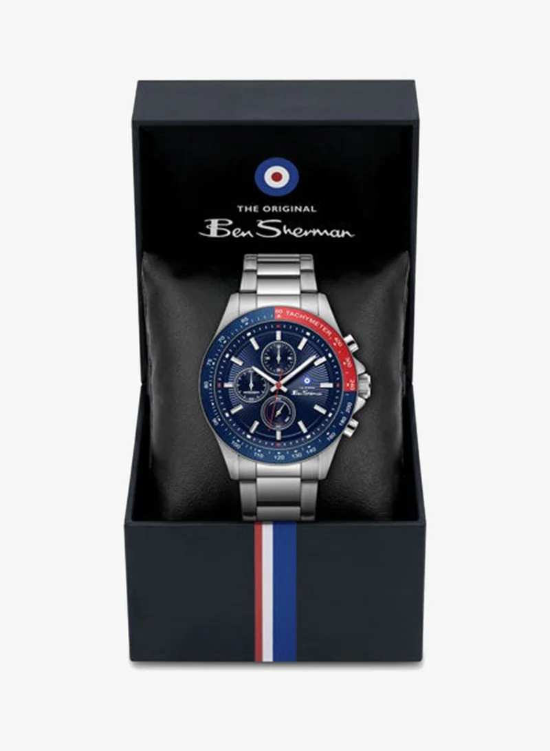 Ben Sherman Blue Winchester Blue Dial Stainless Steel Bracelet Chronograph Watch for Men, 43.2mm for Men | Best Price UAE