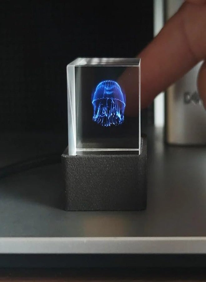 MLWSHR HolaCube WiFi Holographic Crystal 3D Photo Display, Smart Weather Station & Digital Clock with GIF Animations and Electronic Image Album Player for Desktop/Car Décor (Black Base) - Image 1