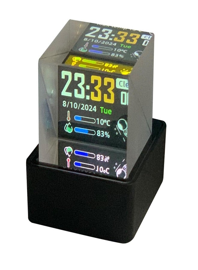MLWSHR HolaCube WiFi Holographic Crystal 3D Photo Display, Smart Weather Station & Digital Clock with GIF Animations and Electronic Image Album Player for Desktop/Car Décor (Black Base) - Image 3