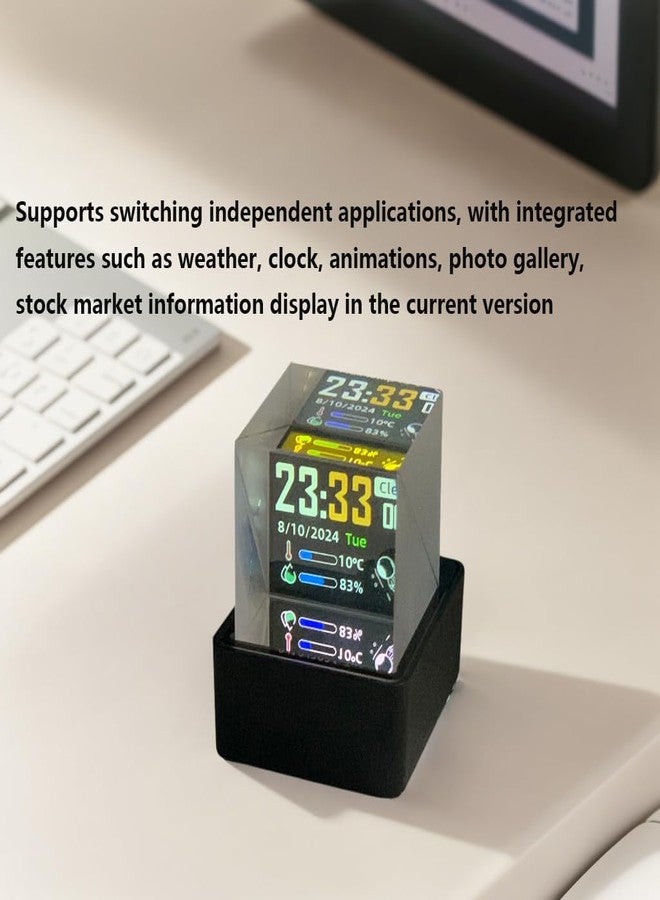 MLWSHR HolaCube WiFi Holographic Crystal 3D Photo Display, Smart Weather Station & Digital Clock with GIF Animations and Electronic Image Album Player for Desktop/Car Décor (Black Base) - Image 5