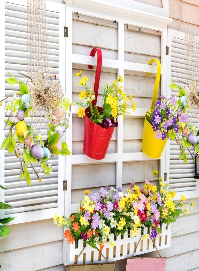 Dingion 8 Pcs 4" Mini Easter Candle Rings Wreaths Small Spring Kitchen Cabinet Wreath Artificial Easter Egg with Ribbon Bow for Window Front Door Table Centerpiece Farmhouse Wall Decor - Image 3