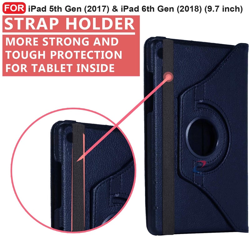 CEDO iPad 5th Gen / 6th Gen (9.7 inch) Flip Cover | Leather Finish | 360 Degree Rotate Back Cover | Shockproof Back Cover Case for iPad 5 (2017) / iPad 6 (2018) (9.7 inch) (Blue) - Image 3
