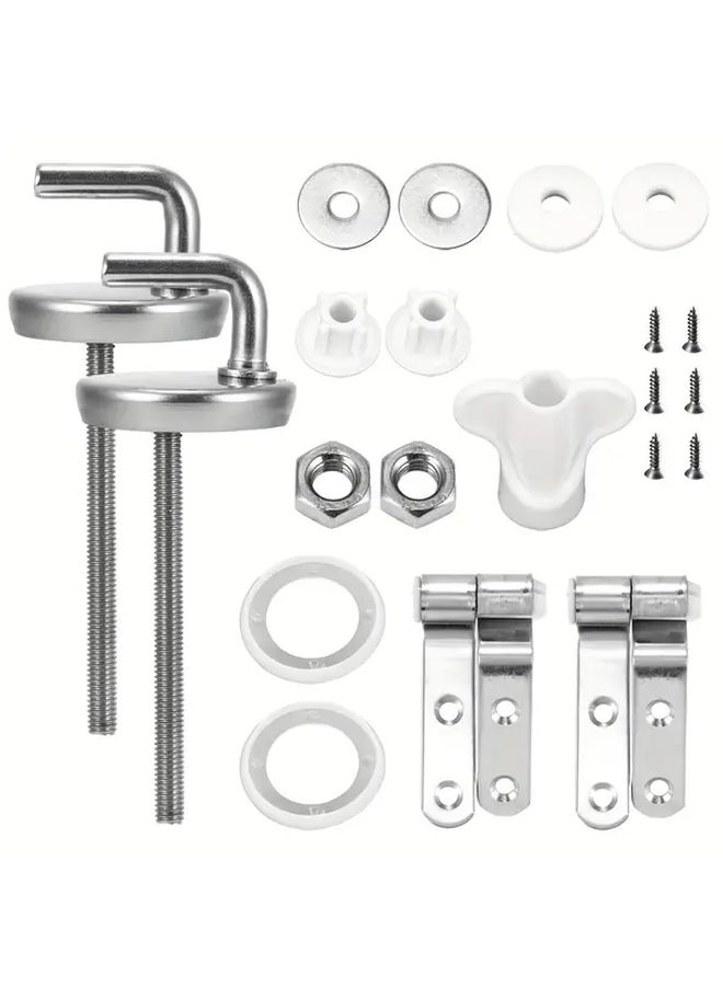 Universal Fit Toilet Seat Hinge With Bolts Nuts And 1 Set Of Large Screws Durable Bathroom Replacement - Image 1