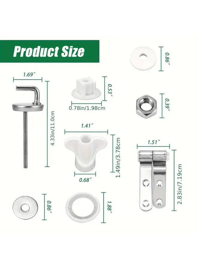 Universal Fit Toilet Seat Hinge With Bolts Nuts And 1 Set Of Large Screws Durable Bathroom Replacement - Image 4